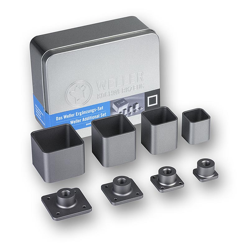 Anrichte-Ergänzungs-Set von Weller, quadratisch, 8-teilig, in Metallbox mit verschiedenen Größen und Formen zur Erweiterung des bekannten Anrichte-Sets