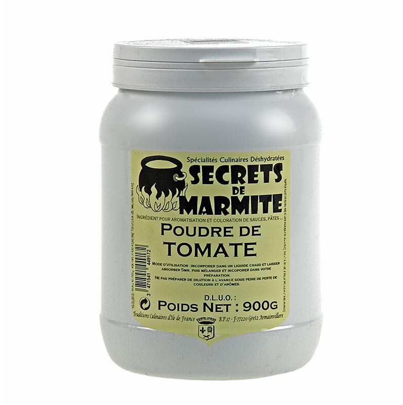 Tomaten Micro-Pulver, zum Färben und Aromatisieren, Secrets de Marmite / Soripa, 900 g - Feines Tomatenpulver aus voll ausgereiften Tomaten, ohne Salz oder Zusatzstoffe, zur Verwendung in Espumas, molekularen Schaum-Effekten, als Aroma- und Farbgeber sowie als Dekor-Pulver