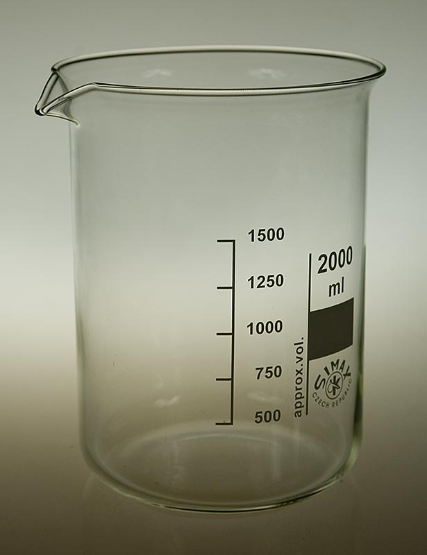 Becherglas aus Borosilikatglas - 2 Liter, 1 St - Hitzebeständiges Glas bis 500°C