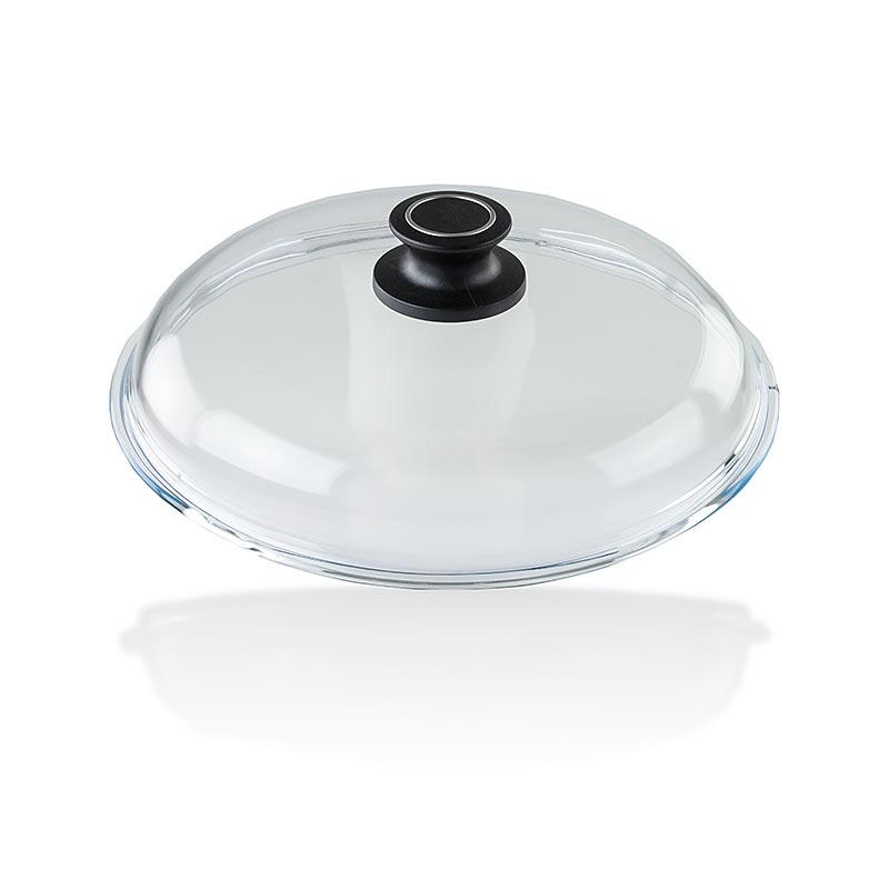 AMT Gastroguss, Glasdeckel für Braten-/Kochtopf, Pfanne & Wok, ø 28cm, Glas, 1 St - Hochwertiges Aluminiumguss-Kochgeschirr mit Mikrofein abgedrehtem 8-9mm Thermoboden, 3-Schichten-Oberflächenversiegelung, funktionellen Griffen und Backofenfestigkeit bis 260°C für optimale Wärmespeicherung und -übertragung, fettfreies Schmoren und Braten sowie langlebige Nutzung