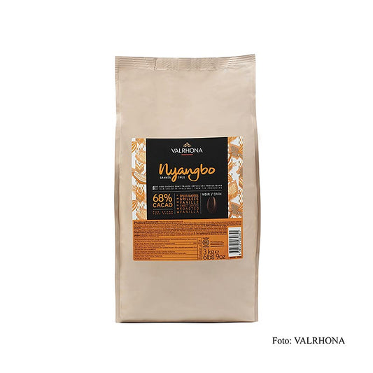 Valrhona Nyangbo Grand Cru dunkle Couverture, Callets, 68% Kakao, Ghana, 3 kg - Schokolade mit fruchtigem, mildem Geschmack und sanfter Kakaonote, perfekt für Desserts
