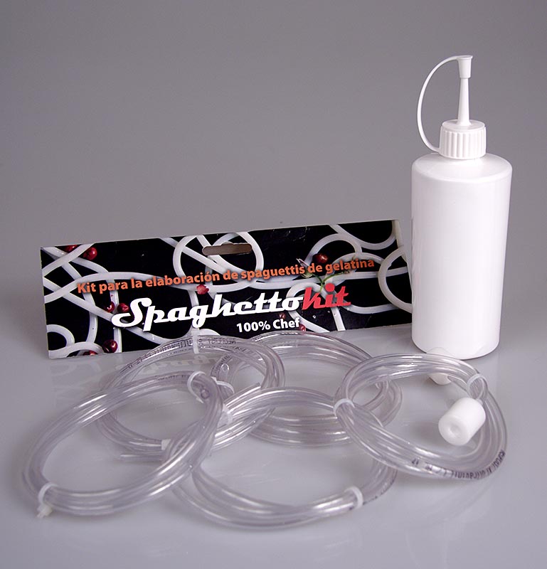 Spaghetti Kit, Spritzflasche & 5 Schläuche á 1m, Adapter für den Espuma-Sprayer, 7 tlg - Ein komplettes Set für die Zubereitung von leckeren Nudelgerichten