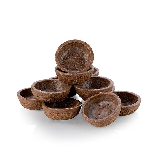 HUG - Mini tartellette da dessert, rotonde, ø 3,8 cm, H 1,8 cm, pasta frolla al cioccolato, 1,19 kg, 270 pezzi