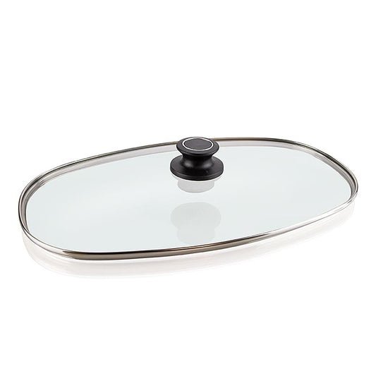 Glasdeckel für AMT Gastroguss Bräter, 40x24cm, Glas, 1 St - Hochwertiges Aluminiumguss-Kochgeschirr mit extra starkem Thermoboden, 3-Schichten Oberflächenversiegelung und funktionellen ergonomischen Griffen, Backofenfest bis 260°C, auch für Induktionsherde geeignet