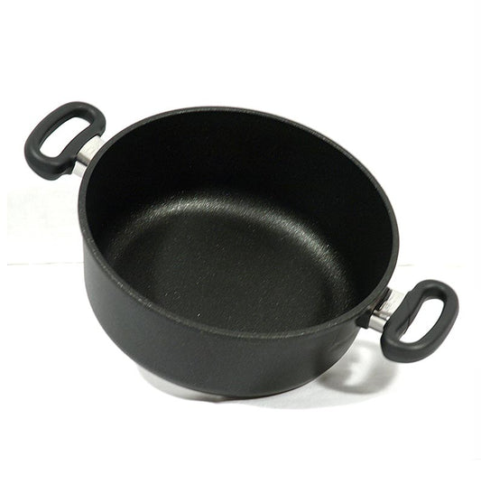 AMT Gastroguss Bratentopf ø 24cm, 10cm hoch, 1 St - Hochwertiges Aluminiumguss-Kochgeschirr, hergestellt in Deutschland Geeignet für Ceran-, Gas- und Elektroherde, fettfreies Schmoren und Braten, 3-Schichten-Oberflächenversiegelung, ergonomische Griffe, backofenfest bis 260°C Passende Glasdeckel und Kochgeschirr für Induktionsherde auf Bestellung erhältlich