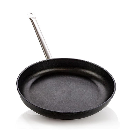 AMT Gastroguss, Lyonerpfanne, ø 36cm, 7cm hoch, mit langem Stiel, 1 St - Hochwertige Aluminiumguss-Kochgeschirr mit Mikrofein abgedrehtem Thermoboden, 3-Schichten-Oberflächenversiegelung und ergonomischen Griffen, hergestellt in Deutschland