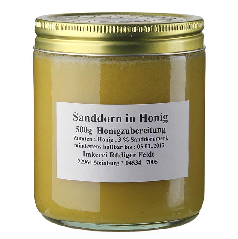 Köstliches Sanddorn-Honig-Produkt in 500 g-Packung, perfekt als Brotaufstrich oder Topping