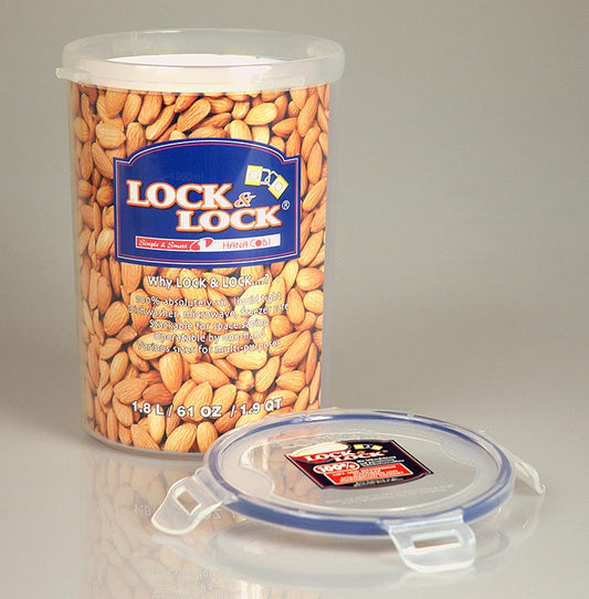 Frischebox Lock & Lock, 1,8 l, rund 142x186mm, 1 St - luft- und wasserdichte Frischhaltebox mit patentiertem Sicherheitsverschluss und Silikondichtung, stapelbar, spülmaschinen-, mikrowellen- und tiefkühlgeeignet