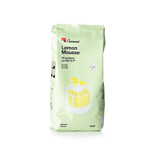 Mousse Pulver - Zitrone, 500g: Neue Rezeptur von Carma, einfach in der Handhabung, ohne Gelatine, für die Herstellung von 500g Zitronenmousse in 1l Milch 3,5% Fett Servierfertig nach 2 Std bei 5°C durchgekühlt