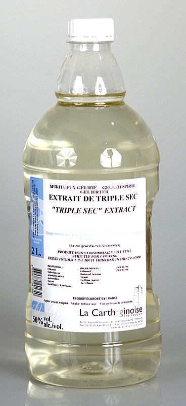 Flasche mit 2 Liter Cointreau Triple Sec Gel für Patisserie & Eisherstellung, 50% vol