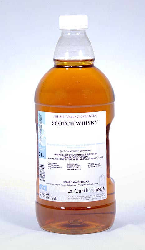 Flasche Scotch Whisky mit 50% vol, dickflüssig für Patisserie & Eisherstellung, 2 l