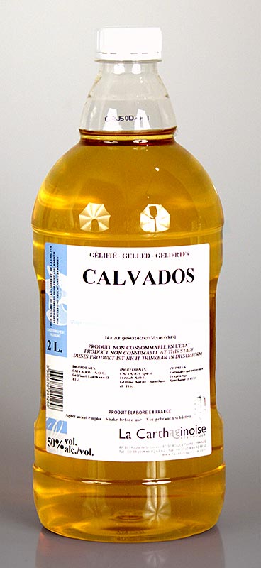Calvados, 50% vol, Gel für Patisserie & Eisherstellung, 2 l - Flasche mit hochprozentigem Alkoholgel für die Herstellung von Backwaren und Eiscreme