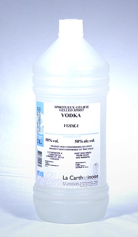 Vodka 50% vol Gel für Patisserie & Eisherstellung, 2 l - Hochprozentiger Alkohol zum Backen und Zubereiten von Eiscreme
