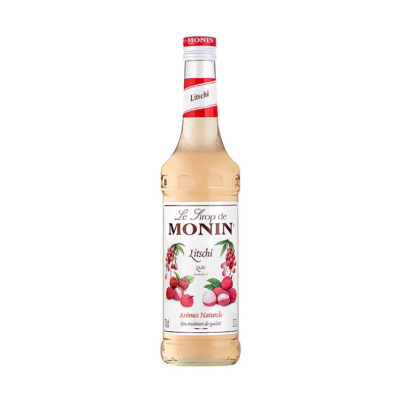 Monin Litschi Sirup, 700 ml - Vielseitiger Sirup für Cocktails, Saucen, Desserts, Kuchen, aromatisierten Kaffee und Sahne Hohe Konzentration und Ergiebigkeit Geschmack nach Litschi
