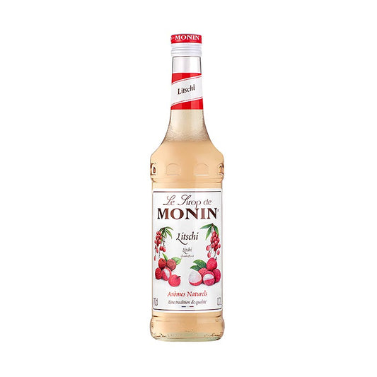 Monin Litschi Sirup, 700 ml - Vielseitiger Sirup für Cocktails, Saucen, Desserts, Kuchen, aromatisierten Kaffee und Sahne Hohe Konzentration und Ergiebigkeit Geschmack nach Litschi