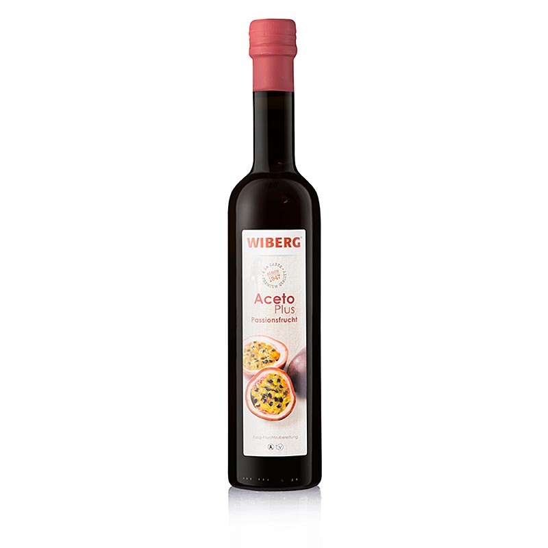 Wiberg Aceto Plus Passionsfrucht, 3,7% Säure, 500 ml - Feine Emulsion aus Fruchtmus und Balsamico - Essig zur Verfeinerung von warmen und kalten Salatkompositionen, Saucen, Süßspeisen, Fischspezialitäten und Krustentieren