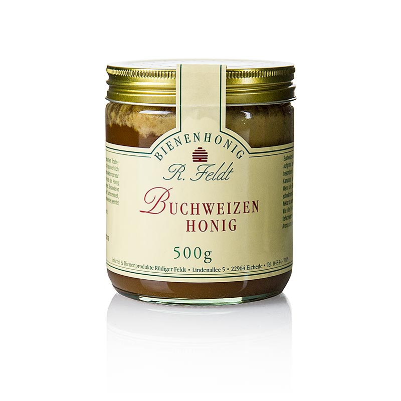 Buchweizen-Honig, Kanada, dunkel, cremig, sehr kräftig, caramellig, 500 g - Hochwertiger dunkler Honig mit rustikalem Aroma aus den subarktischen Regionen Kanadas, gesammelt von Bienen in blühenden Buchweizenfeldern