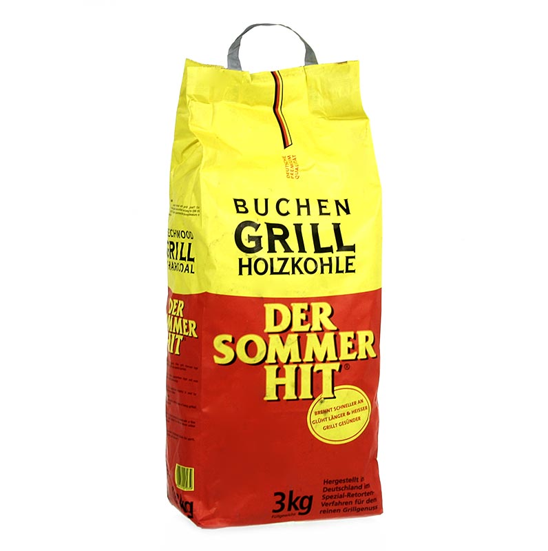 Grill BBQ - Holzkohle, aus Buchenholz, 3 kg: Grundfeuermaterial für Holzkohle- Grills, erzeugt hohe Hitze zum Grillen, kann mit Räucherpeletts verfeinert werden