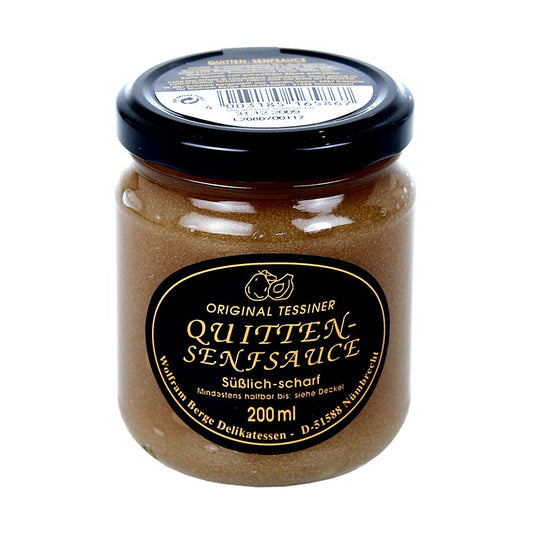 Quitten-Senf-Sauce von Original Tessiner Wolfram Berge, ideal für Käse und Fleischgerichte