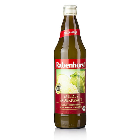 Organischer Sauerkrautsaft von Rabenhorst, mild und erfrischend, reich an natürlichen Nährstoffen, ohne künstliche Zusatzstoffe, Bio-zertifiziert Kaufen Sie Rabenhorst Sauerkrautsaft in der Schweiz