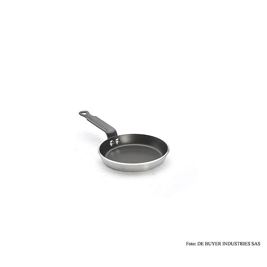 deBUYER Choc Antihaft Blinis-Pfanne, Aluminium, ø 14cm, 1 St - Hochwertige Pfanne für Blinis, Krapfen und Pfannkuchen, aus starkem Aluminium mit 5 Schichten PTFE Antihaft-Beschichtung und gerilltem Unterboden, stabil vernietetem Flachstiel