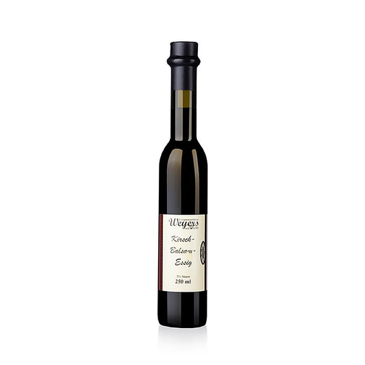 Weyers Kirsch-Balsamessig, 5% Säure, 250 ml - Handgemachter Balsamessig mit vollem Aroma und milder Säure, hergestellt in der Essigmanufaktur Carl Weyers nach traditioneller Methode des Aceto Balsamico