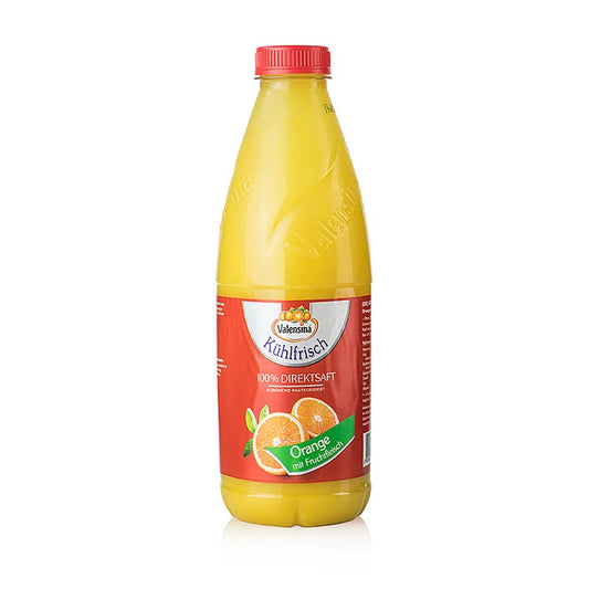 Valensina 1 l Orangensaft, 100% Direktsaft, mit Fruchtfleisch, Barkeeperqualität