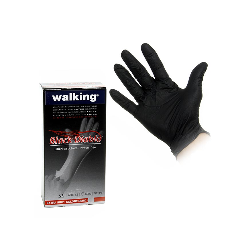 German

Alt Text: Schwarze Einweghandschuhe aus Latex in XL-Größe, ungepudert, 100 Stück