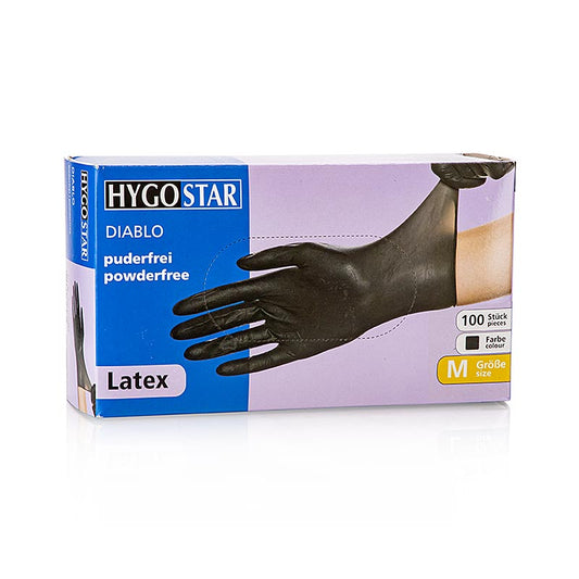 Schwarze ungepuderte Latex-Einweghandschuhe der Größe M, ideal für Gastronomie und Patisseriebedarf Hergestellt aus hautfreundlichem Latex