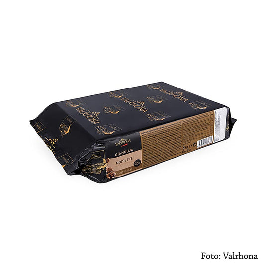 Gianduja Noisette lait - helle Vollmilch-Haselnuss-Couverture, Block, 3 kg - ideal für Konditorwaren, Schokoladenfüllungen und Eisherstellung geeignet