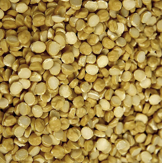Getrocknete halbierte Kichererbsen - Chana Dal - 1 kg Packung, vielseitig verwendbar in verschiedenen Gerichten und als gekeimte Sprossen für Salate und Suppen