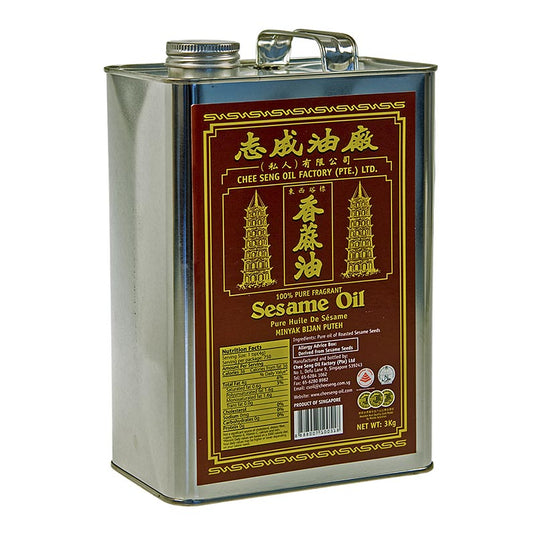 Flasche Sesamöl Asia, 3,215 l, 100 % reines, dunkles Öl aus geröstetem Sesam, perfekt für Backen, Rohkost und asiatische Gerichte