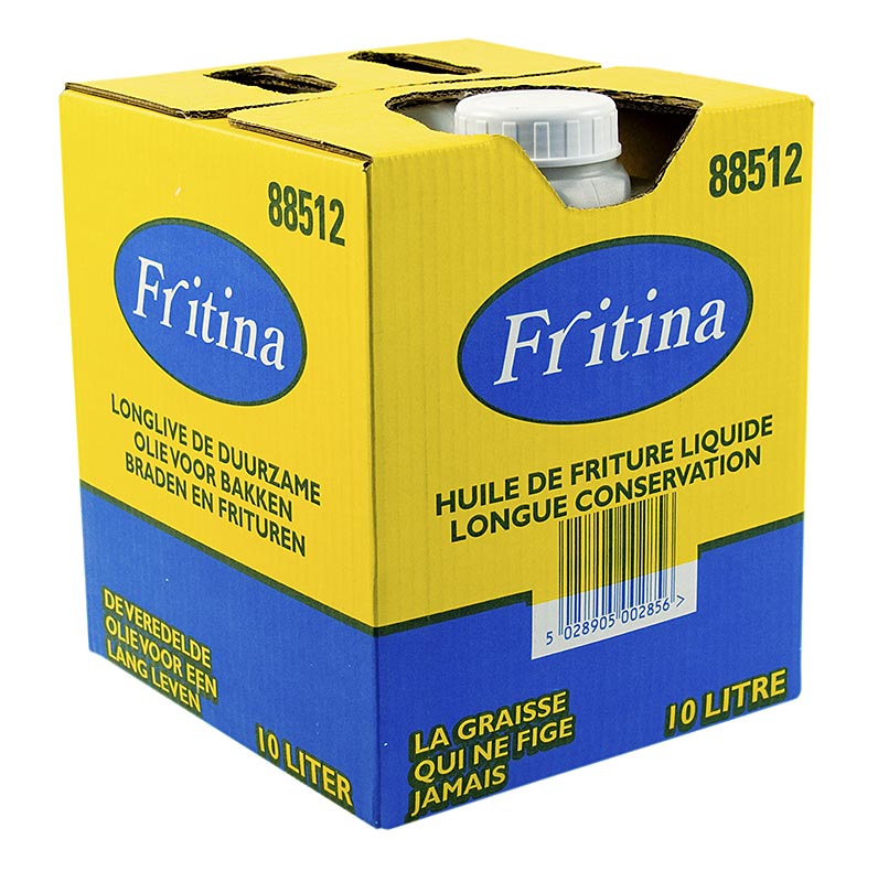 Fritina Longlife - Frittierfett / Frittieröl, 10 l - Perfekt geeignet zum Braten und Frittieren mit hervorragenden Ergebnissen, langlebig und verbesserte Giessfähigkeit, 100% Pflanzenöl