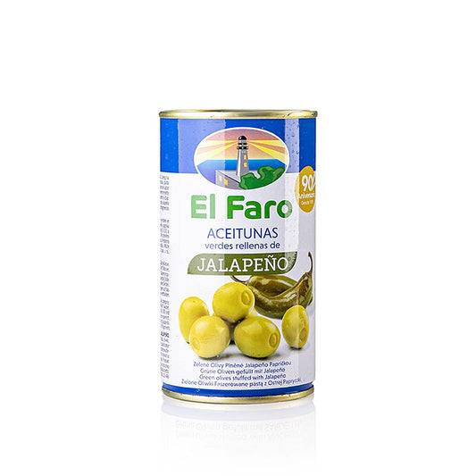 Olives vertes dénoyautées au piment Jalapano, El Faro, 350 g