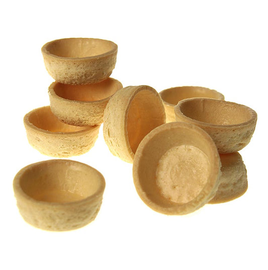 Dessert-Tartelettes - Classic, rund, ø 5cm, Mürbeteig, vegan, 1,785 kg, 184 St - Perfekte Größe für kreative Dessertbuffets mit geraden Wänden und feinem Mürbteig