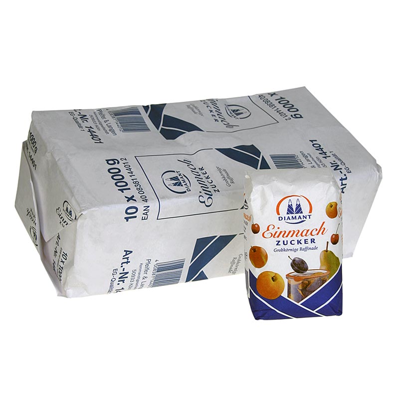Hochwertiger Einmachzucker 144, 10 kg-Packung, ideal zum Einlegen von Obst und Herstellung von Marmeladen und Gelees Feine Körnung, schnell auflösend, perfektes Verhältnis natürlicher Zutaten Unverzichtbar für Hobbyköche und Profis Genießen Sie köstliche hausgemachte Produkte!