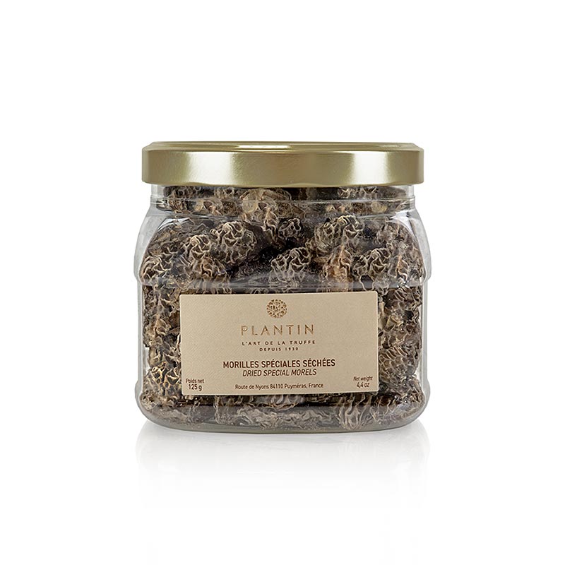 Bild von Spitzmorchel-Köpfe, Specials, Plantin, 125 g - Frühlingspilz Morchella conica und Morchella elata, typisch für April bis Mai in lichten Nadelwäldern und Laubwäldern, beste Qualität ohne Stiel gehandelt, mit halb abgeschnittenem Stiel als Extras im Handel erhältlich