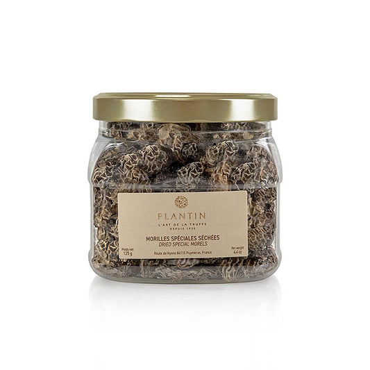 Bild von Spitzmorchel-Köpfe, Specials, Plantin, 125 g - Frühlingspilz Morchella conica und Morchella elata, typisch für April bis Mai in lichten Nadelwäldern und Laubwäldern, beste Qualität ohne Stiel gehandelt, mit halb abgeschnittenem Stiel als Extras im Handel erhältlich