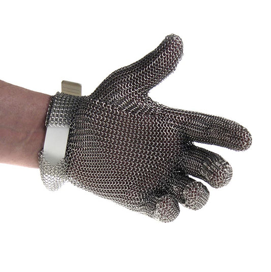 Austernhandschuh Euroflex - Kettenhandschuh, Größe S (1), weiß, 1 St - Benutzbar für Rechts- und Linkshänder, verschiedene Größen und Bandfarben