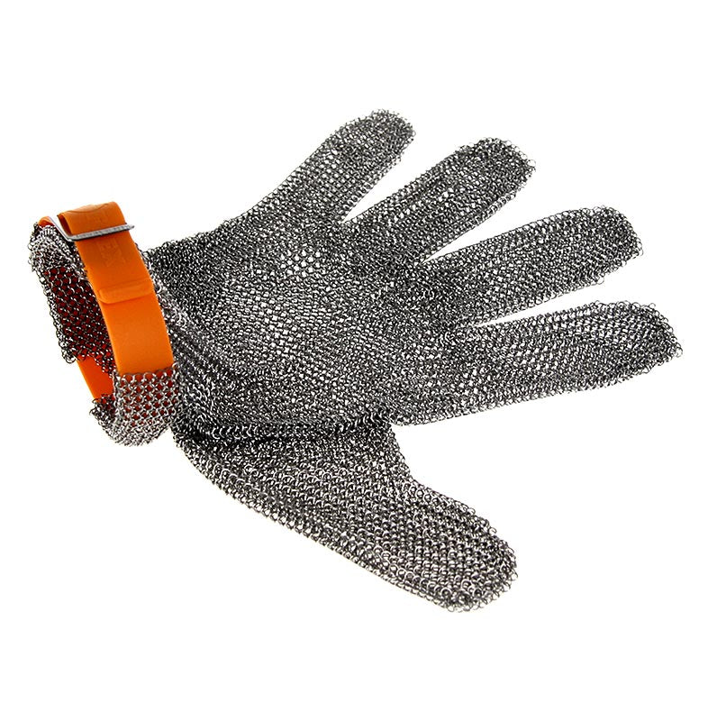 Austernhandschuh Euroflex - Kettenhandschuh, Größe XL (4), orange, 1 St - Handschuhgrößen nach Farbe: XXL Oliv, XL Orange, L Blau, M Rot, S Weiß, XS Grün, XXS Braun, geeignet für Rechts- und Linkshänder