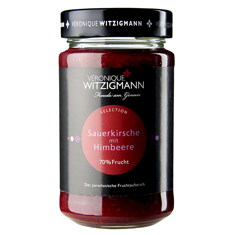 Fruchtaufstrich Sauerkirsche mit Himbeere, 225 g - handgekocht aus besten Früchten und Gewürzen, von Véronique Witzigmann Ideal für Croissants!