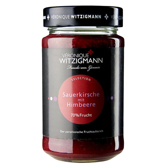Fruchtaufstrich Sauerkirsche mit Himbeere, 225 g - handgekocht aus besten Früchten und Gewürzen, von Véronique Witzigmann Ideal für Croissants!