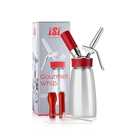 iSi Espuma - Sprayer, Gourmet Whip Plus, komplett, Edelstahl matt, 250 ml, rot, 1 St