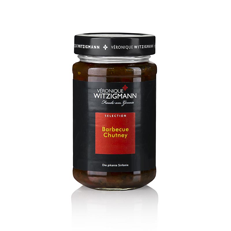 Barbecue Chutney - 225 ml, hergestellt aus aromatischen Kirschtomaten und einer raffinierten Kräutermischung, handgekocht von Véronique Witzigmann, bekannt für würzige und pikante Kreationen mit erlesenen Kräutern und Gewürzen
