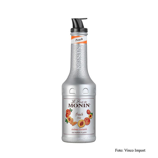 Fruchtpüreemix - Pfirsich, gezuckert, mit Ausgießer, 1 l - Monin Fruchtpüreemix mit 50% Fruchtanteil, speziellem Ausgießer für komfortables Handling und große Öffnung für zuverlässiges, schnelles und sauberes Ausgießen