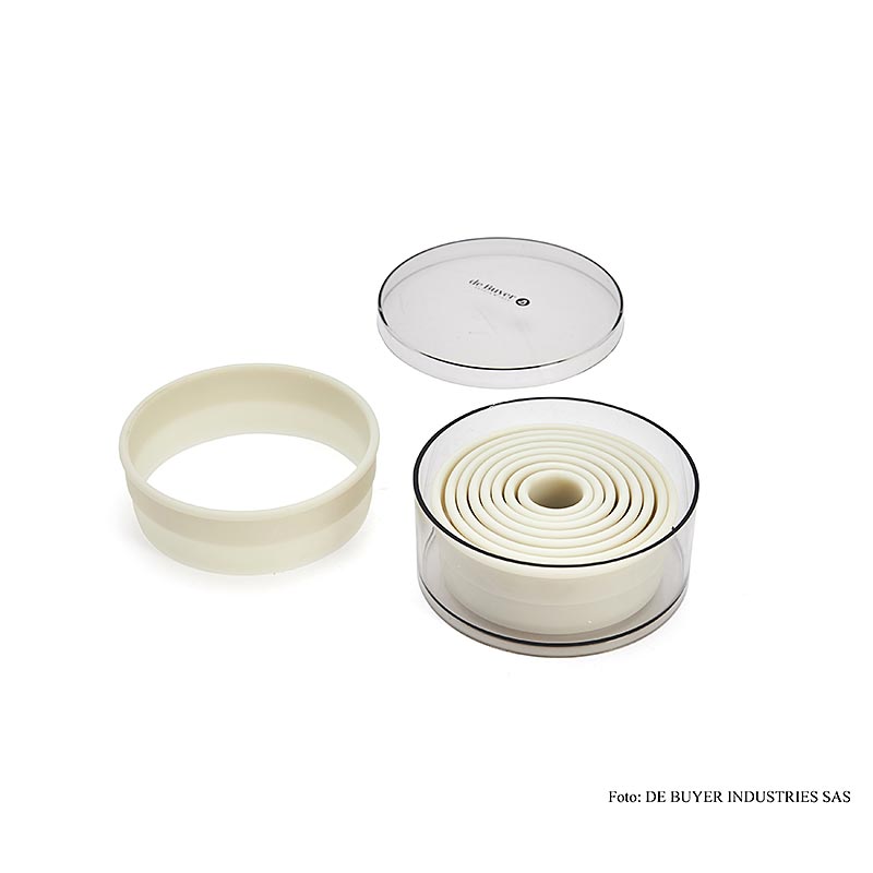 deBUYER Tagliabiscotti rotondi in plastica, ø 2/3/4/5/6/7/8/9/10 cm, set da 9 pezzi