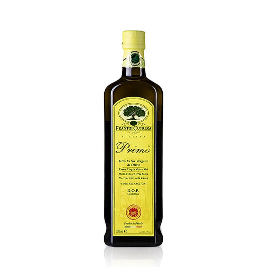 Natives Olivenöl Extra, Frantoi Cutrera Primo DOP/gU, 100% Tonda Iblea, 750 ml - traditionelles Olivenöl aus Sizilien, hergestellt aus der Tonda Iblea Olive, in einer Flasche mit einem Fassungsvermögen von 750 ml