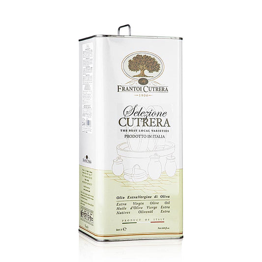 Natives Olivenöl Extra, Frantoi Cutrera Selezione Cutrera, intensiv, 5 l - Komplexes naturtrübes Olivenöl mit Noten von Artischocken, ideal zum Marinieren von Fisch, Pilzsalaten und gegrilltem Fleisch