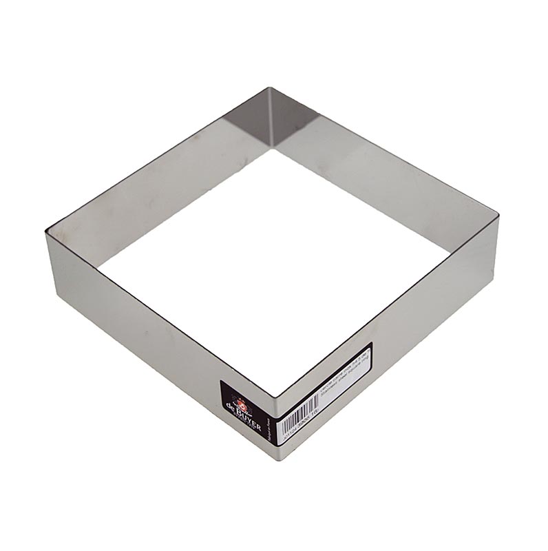 Quadratischer Edelstahlrahmen von deBUYER, 16x16 cm, 4,5 cm hoch, ideal für Zubereitung und Servieren von Gerichten in der Küche, langlebig und leicht zu reinigen, unentbehrliches Stück für Hobbyköche und Profis