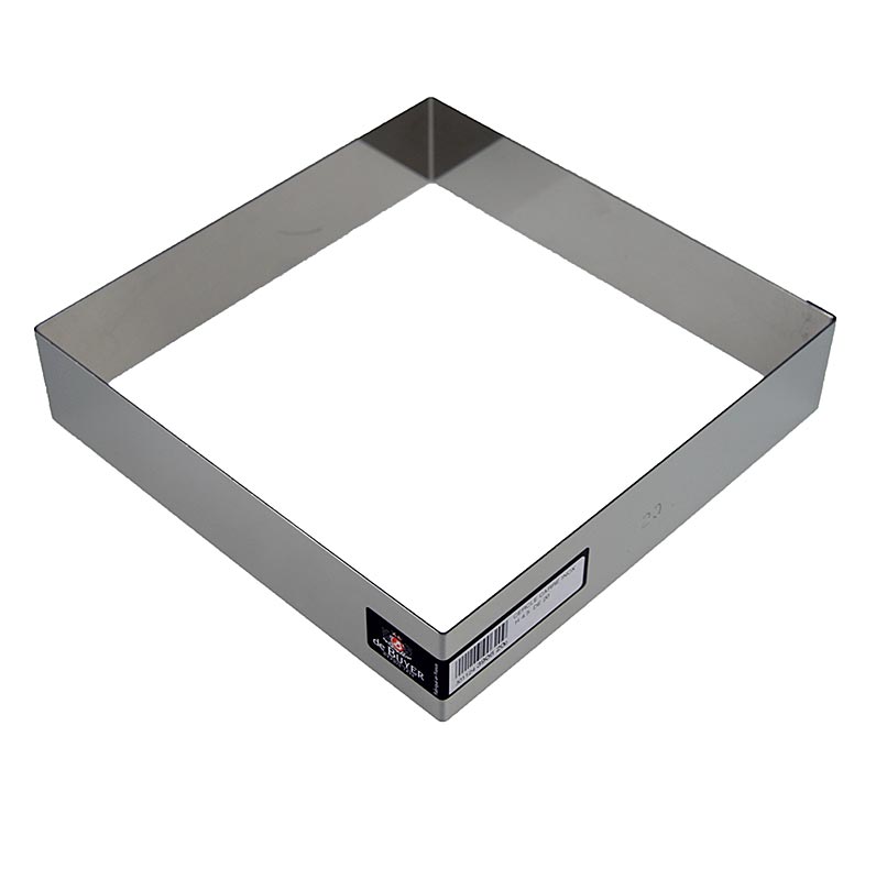 Cornice deBUYER, quadrata, acciaio inossidabile, 20 x 20 cm, altezza 4,5 cm, 1 pz.